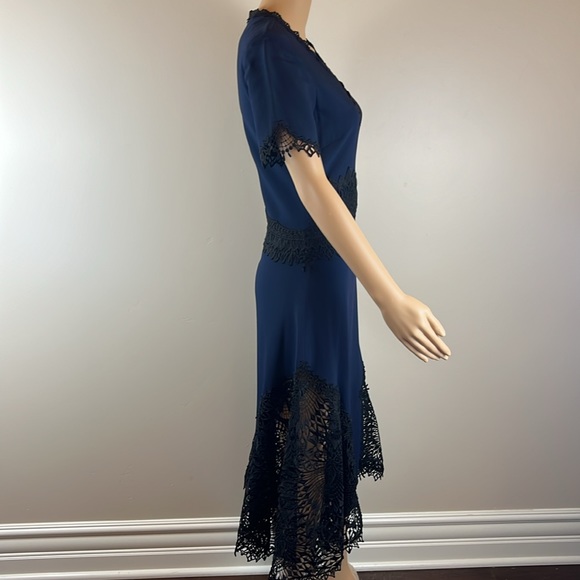 Jonathan Simkhai Two Tone Navy and Black Lace Appliqué midi Dress - Picture 5 of 8